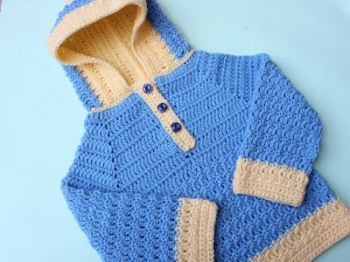 Woollen Crochet Hooded Baby Sweater