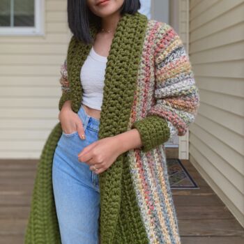 Long crochet cardigan