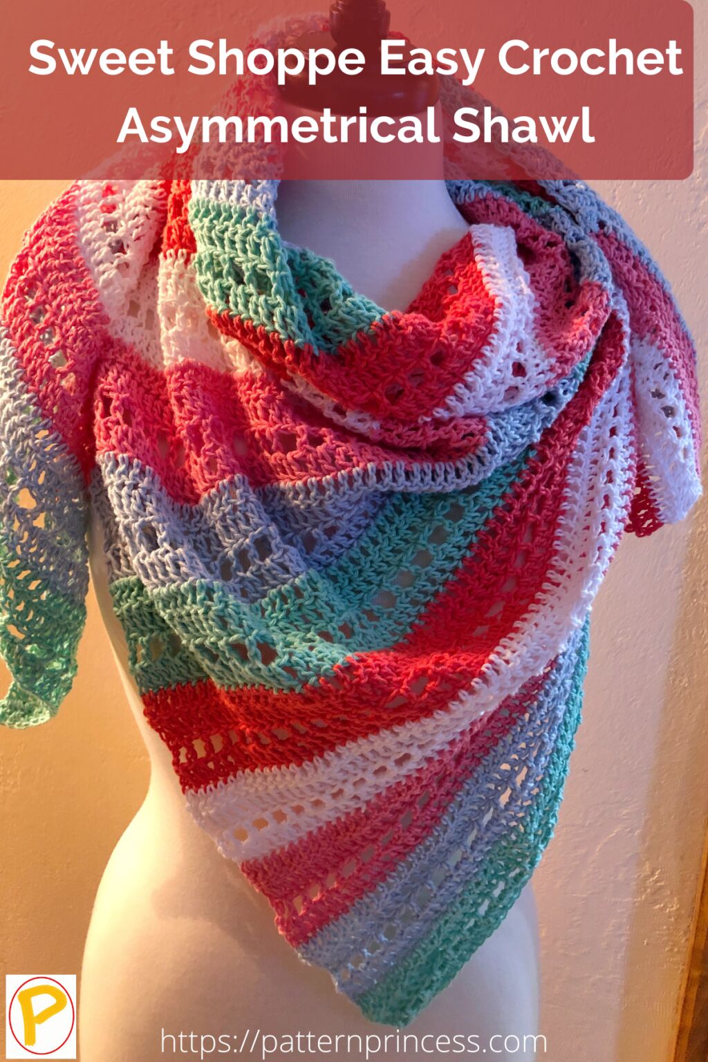 Crochet Patterns Galore - Sweet Shoppe Easy Asymmetrical Shawl