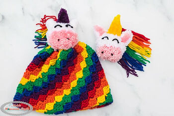 Rainbow Hat With Unicorn Pom