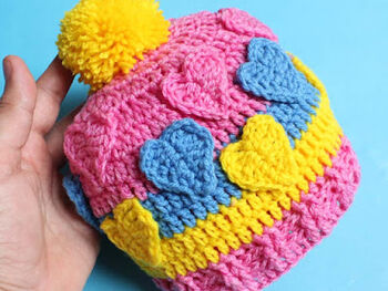 Baby Beanie Cap 3D Heart Stitch