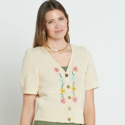 Embroidered V-neck Cardigan