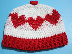 Christmas Beanie Cap Tunisian Heart