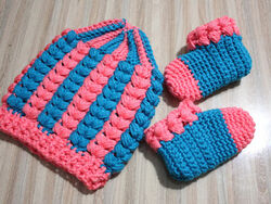 Crochet Puff Stitching Beanie Hat