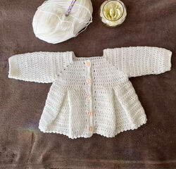 Pleated Crochet Baby Cardigan