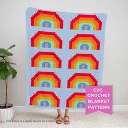 C2C Rainbow Crochet Blanket