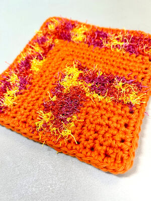 Half Log Cabin Dish Cloth Scrubby