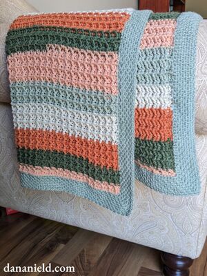 Waffle Stitch Baby Blanket With Moss Stitch Border