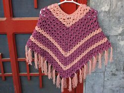 Striped Poncho With Fringe for Girls