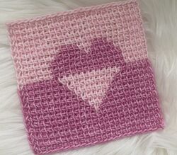 Tunisian Heart Coaster