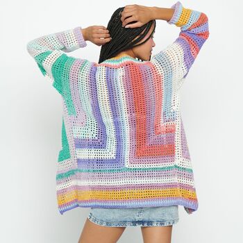 Mesh Stitch Color-Blocked Cardigan