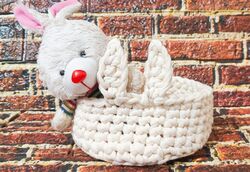 Easy T-Shirt Yarn Easter Bunny Basket