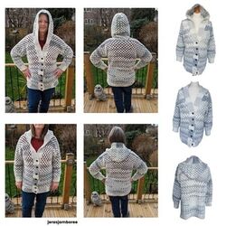 Granny Stitch Hooded Cardigan