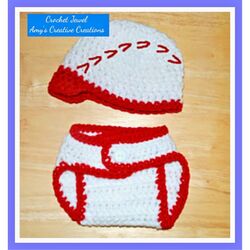 Crochet Baseball Hat and Diaper Cover Set