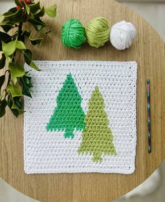 Christmas Trees Washcloth