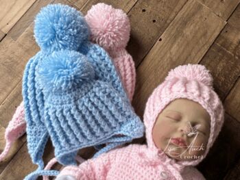 Cosy Pompom Baby Hat with Earflaps