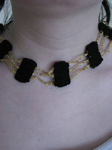 Black Rectangles on Gold Chain Necklace