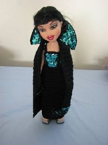 Fashion doll sequin gown and cape