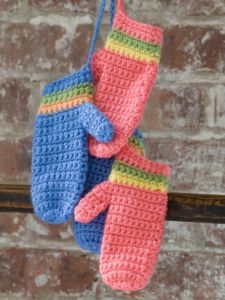 Crochet Striped Mittens