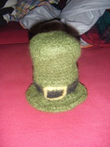 Crocheted & felted Leprechaun hat