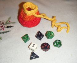 Small crocheted dice bag