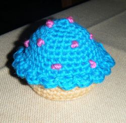 Blueberry frosted cupcake pincushion