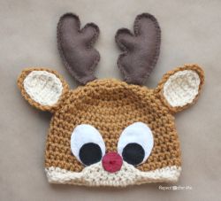 Crochet Rudolph the Reindeer Hat 