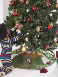 Candy Cane Crochet Tree Skirt