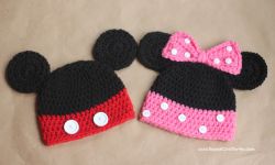 Mickey and Minnie Mouse Crochet Hat