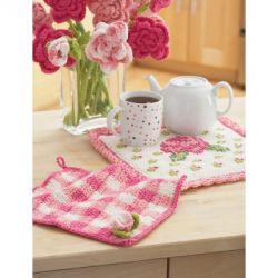 Rose Potholder and Dishcloth