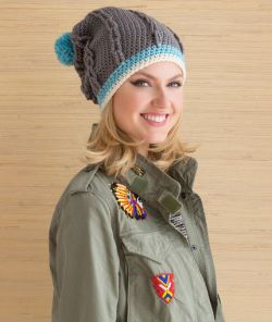 Cabled Hat with Pompom