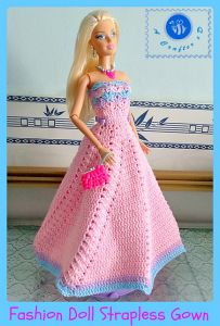 Fashion doll strapless gown