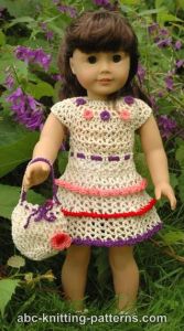 American Girl Doll Wildflower Dress with Ruffles and Drawstring Handbag