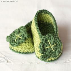 St Patricks Day Shamrock Baby Booties