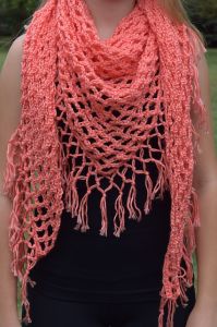 Coral Fringe Triangular Shawl