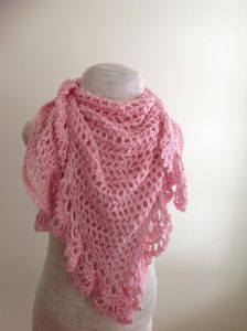 Pink Lacy Triangular Shawl