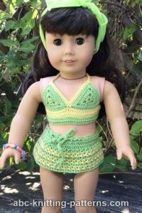 American Girl Doll Two-Piece Swim Suit (Bikini Top and Skirt Bottom)