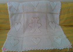 Teddy and Hearts Baby Blanket