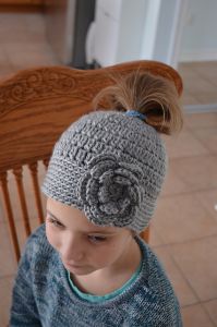 Cluster Stitch Messy Bun Hat