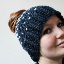 Lovely heart bun hat