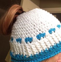 Herringbone Hearts Ponytail Hat