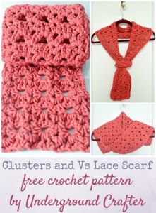 Crochet Patterns Galore - Clusters and Vs Lace Scarf